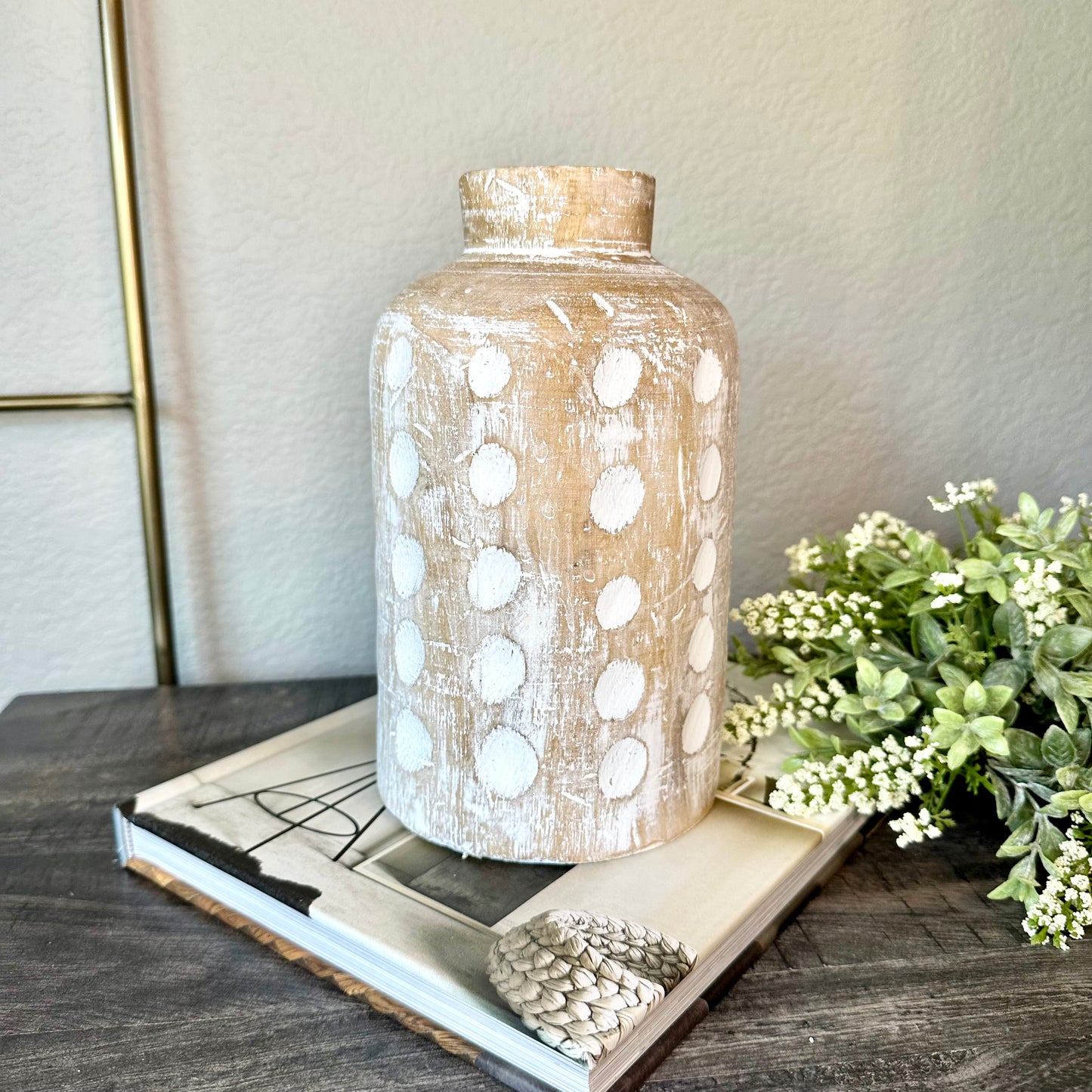 Polka Dot Wood Vase
