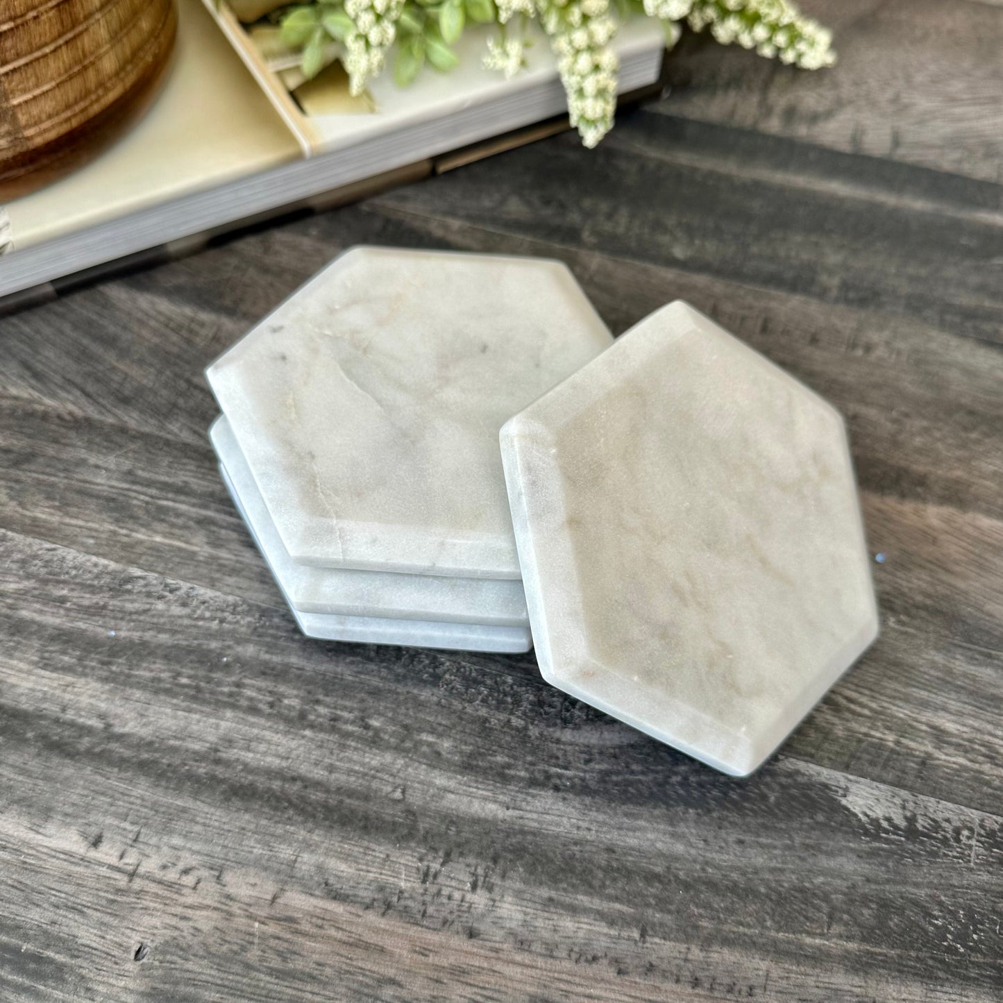 S/4 Hexagon Marble Coasters