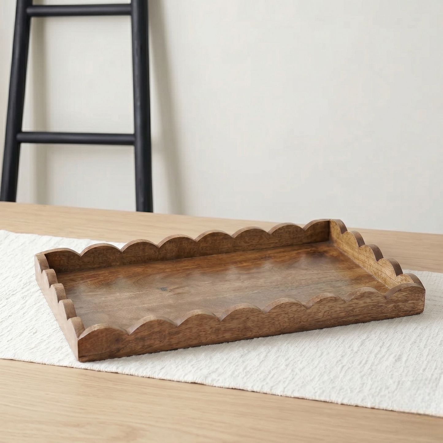 Scalloped Wood Tray