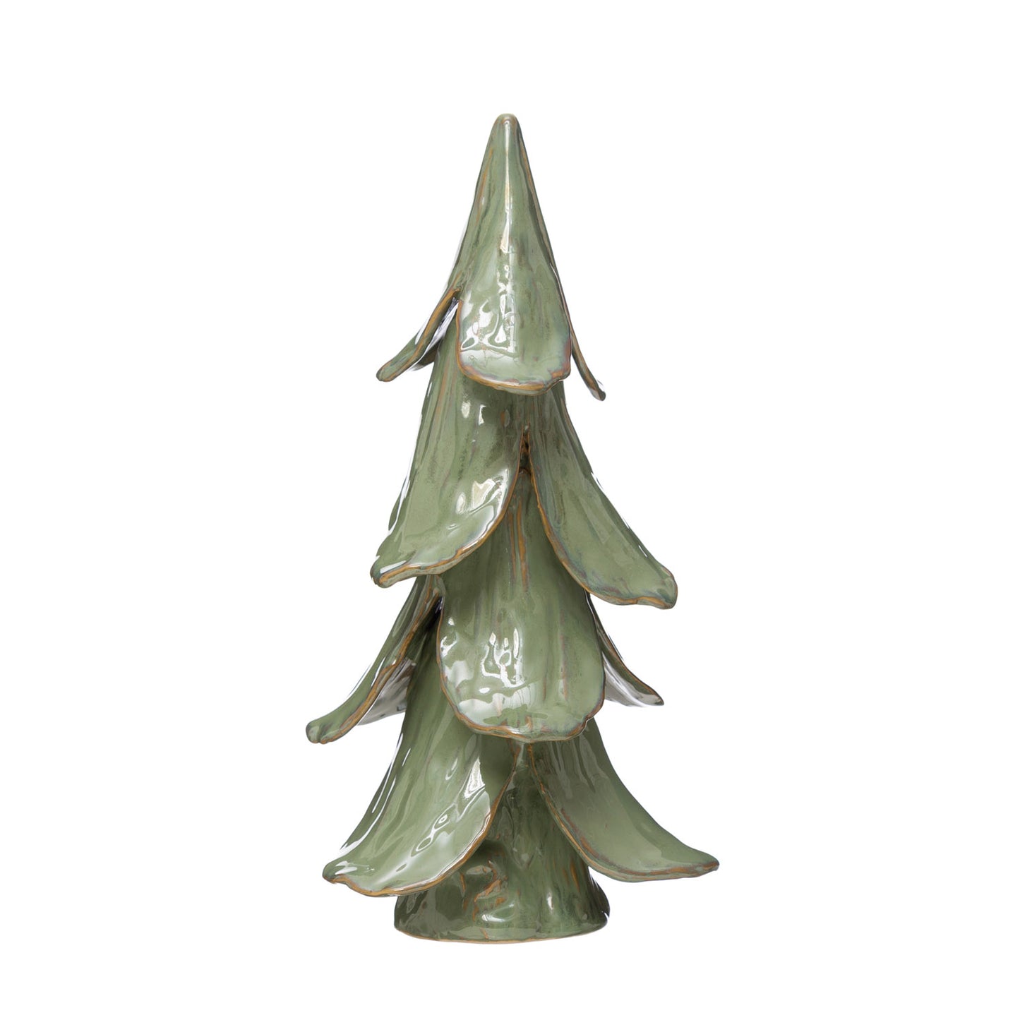 8" Round x 15-1/2"H Handmade Stoneware Tree, Reactive Glaze, Mint Color