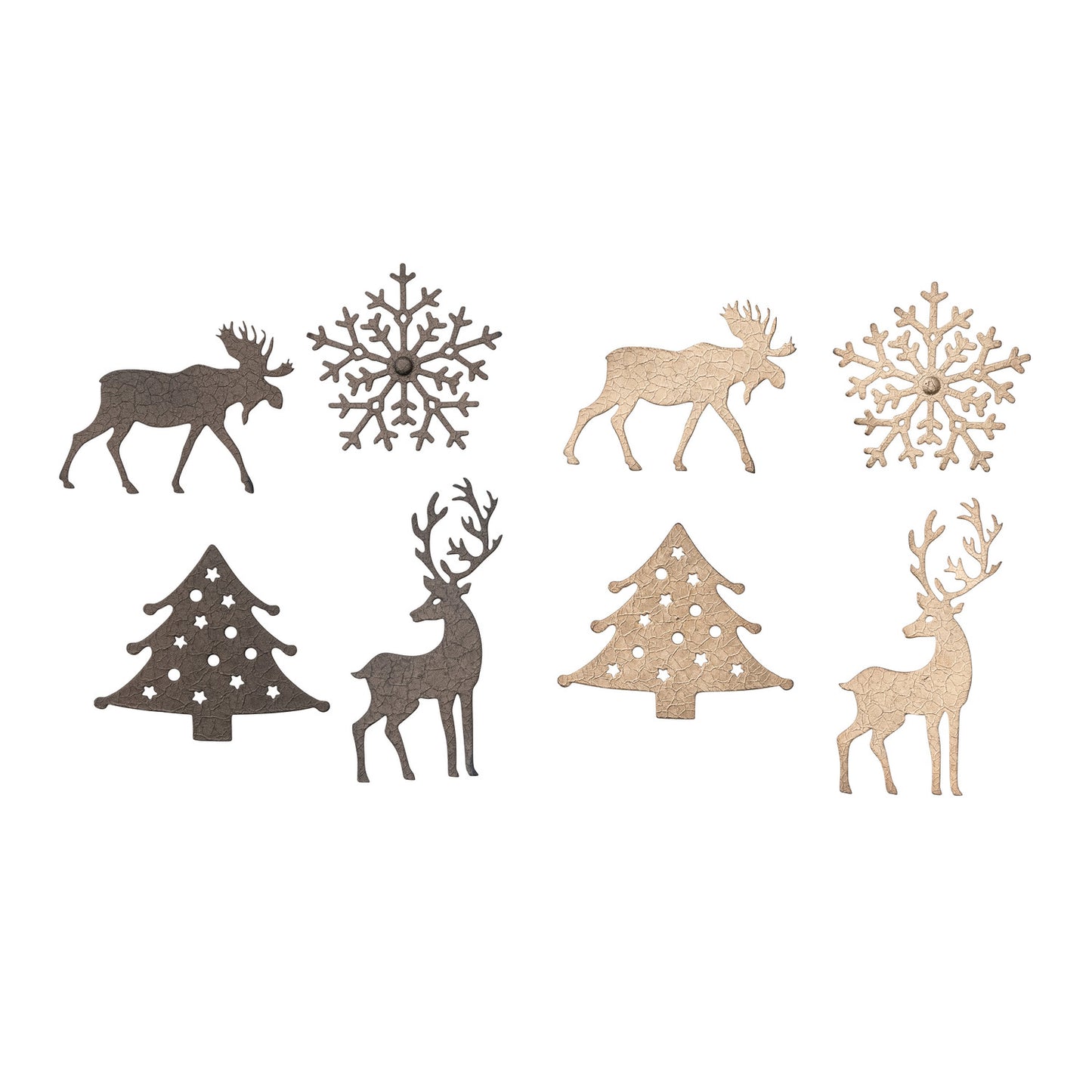 Textured Metal Holiday Icon Shaped Magnets, 2 Finishes, 4 Styles