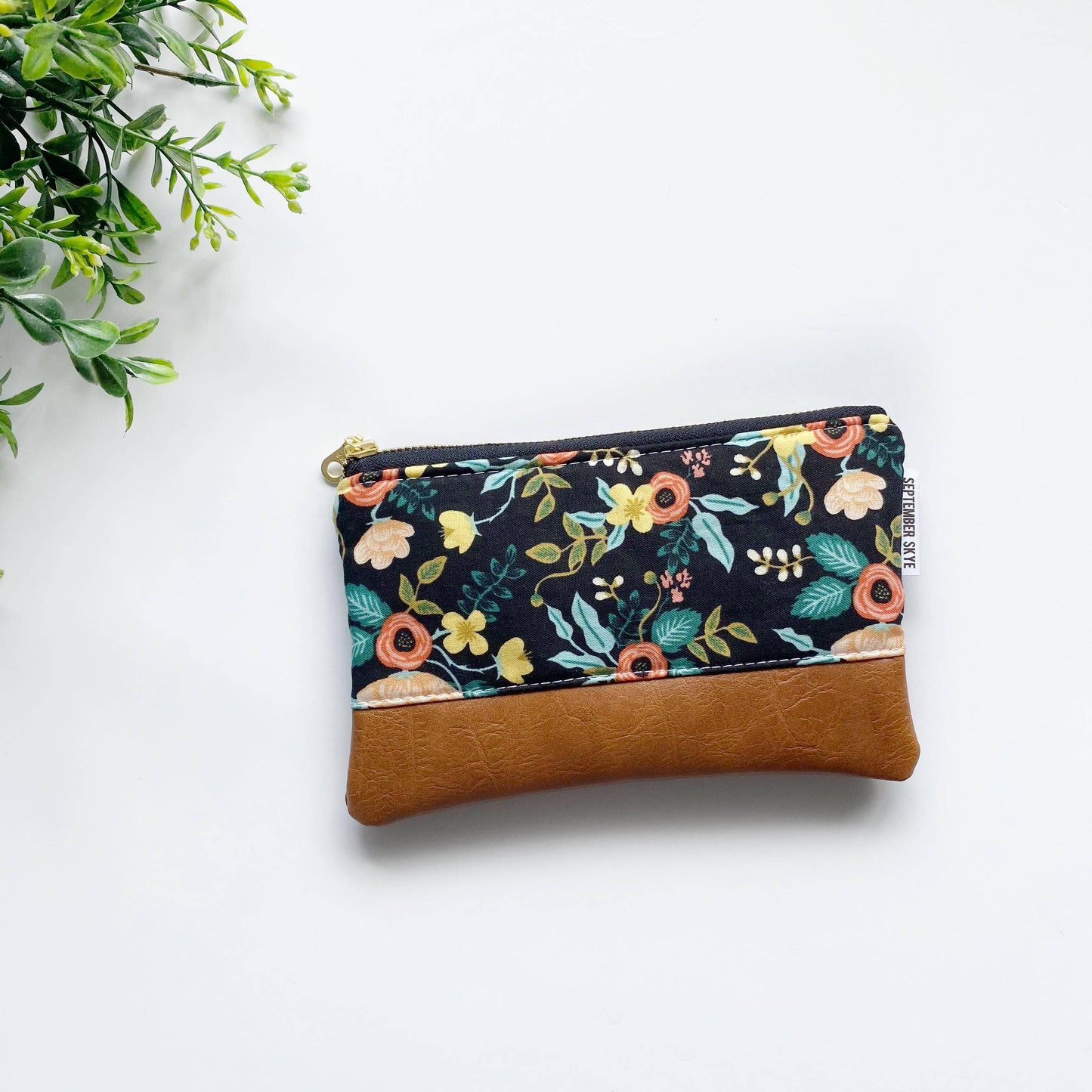 Black Floral Pouch