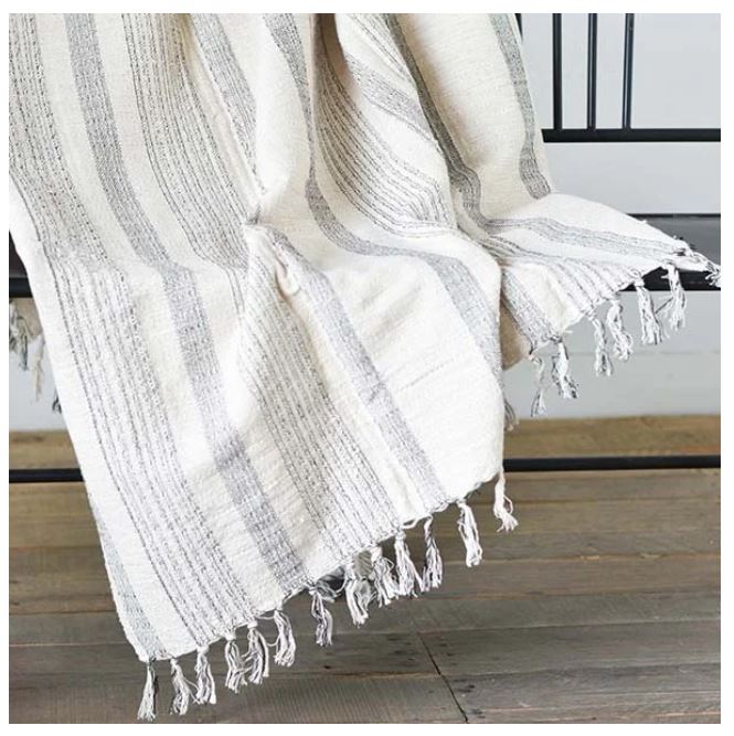 Gray Striped Throw