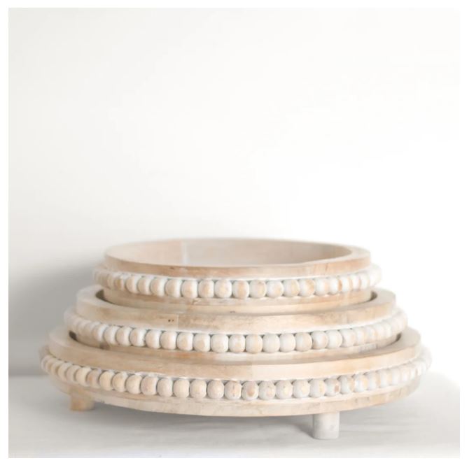 Whitewash Beaded Tray