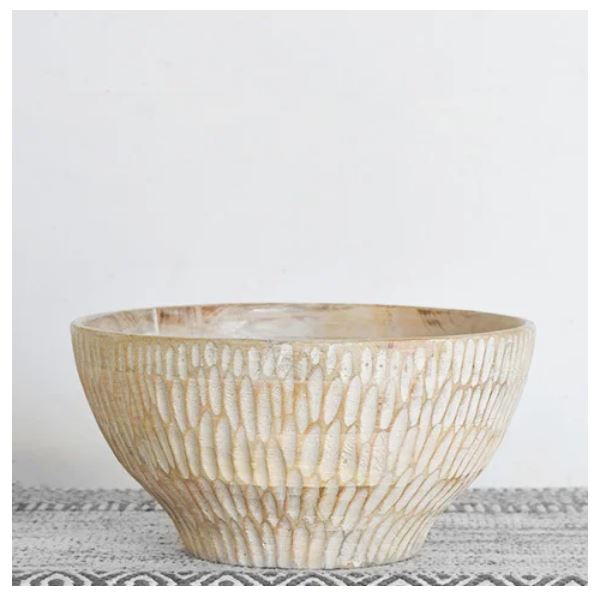 12" Carved Wood Bowl