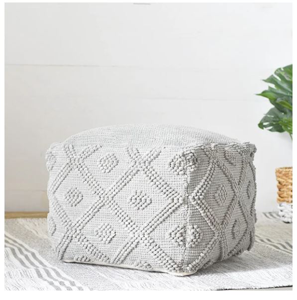 Gray Woven Pouf