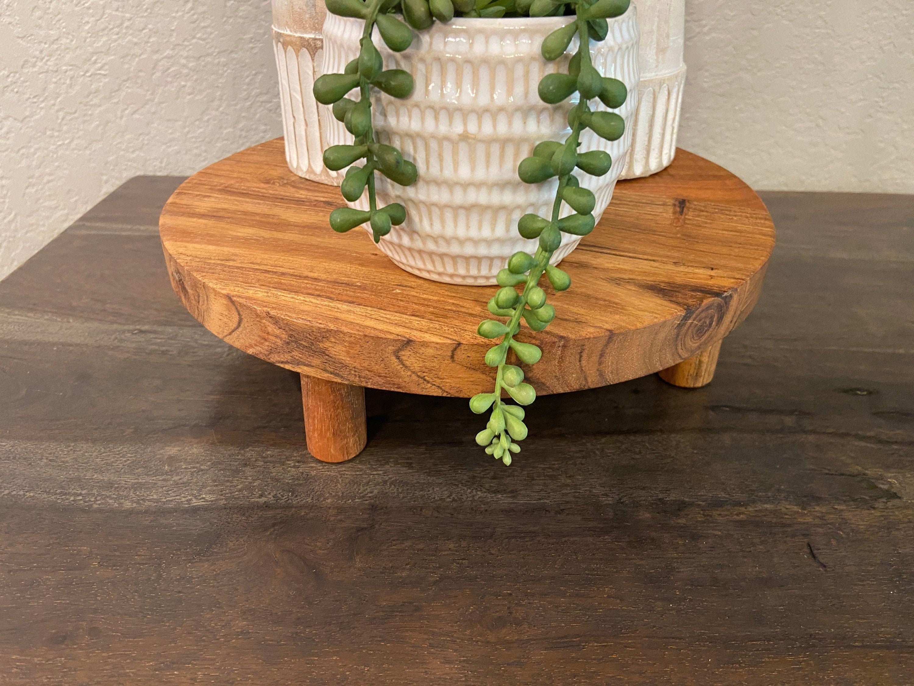 Round Wooden Tray With Legs