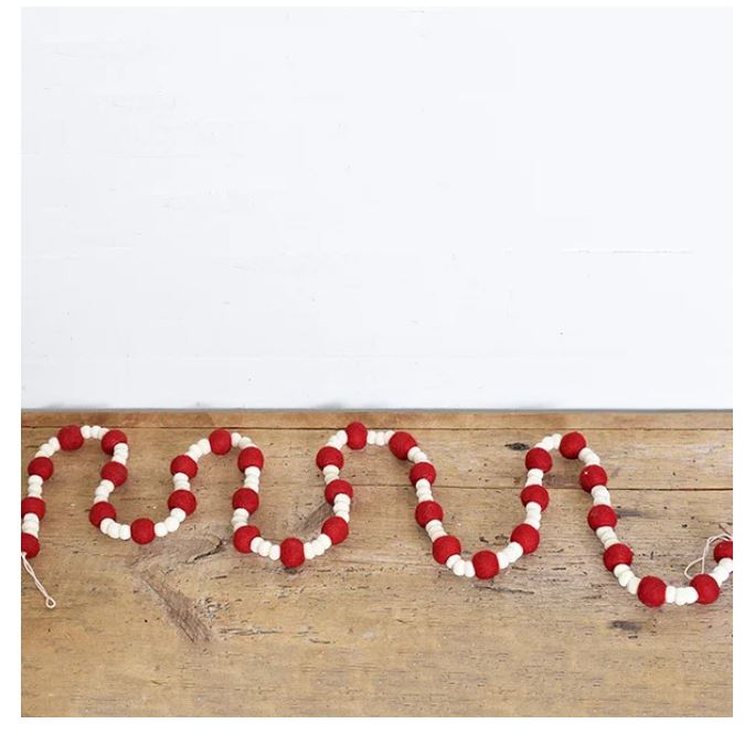 Red/Ivory Pom Pom Garland