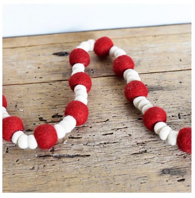 Red/Ivory Pom Pom Garland