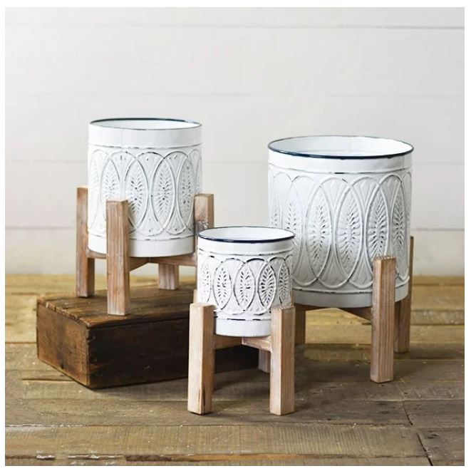 White Tin Planter