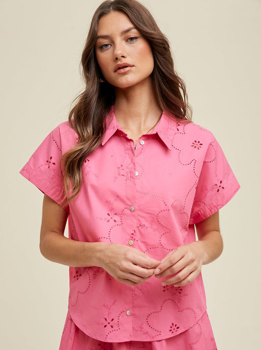 Fuchsia Eyelet Top