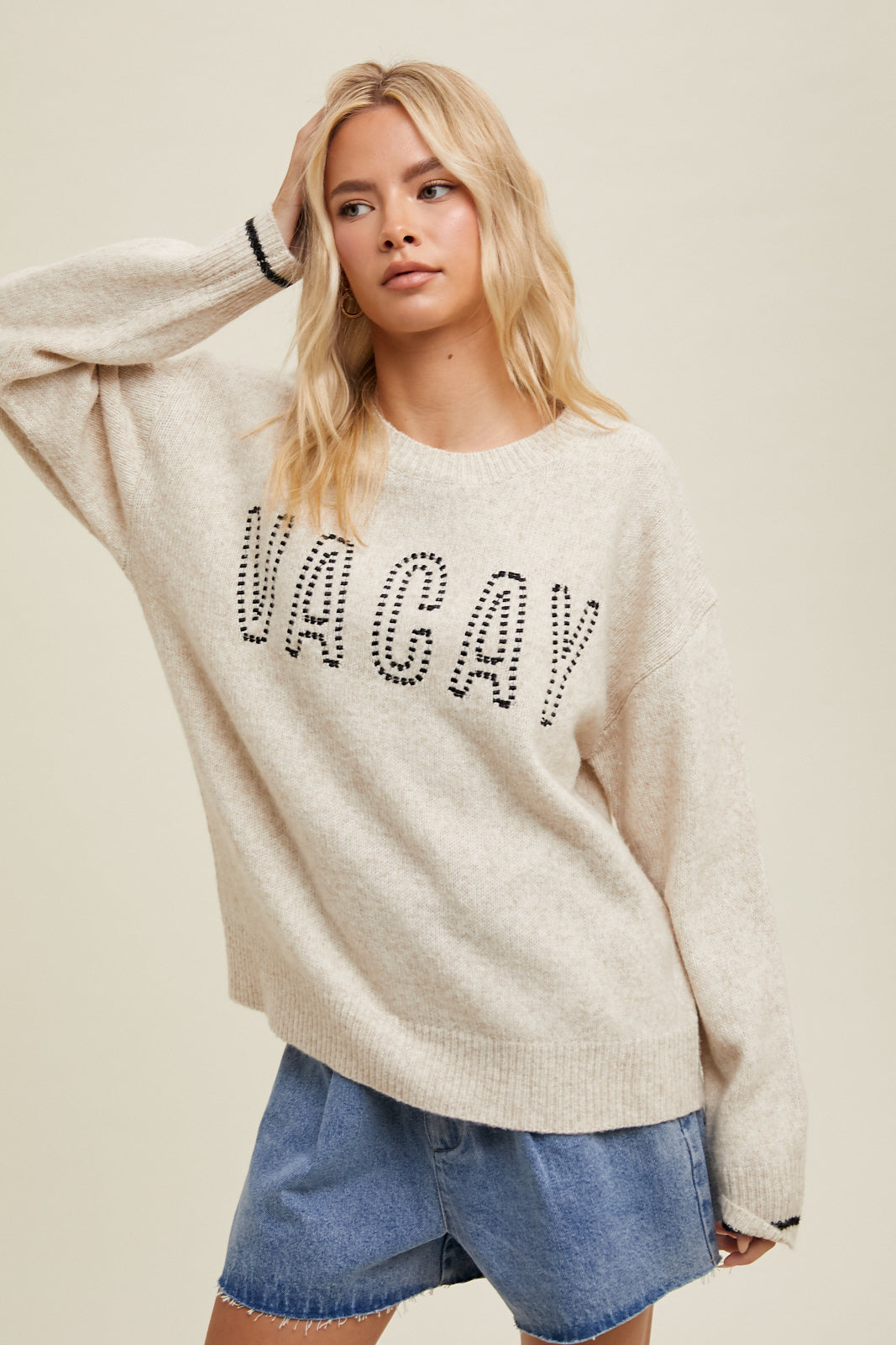 Vacay Embroidered Sweater