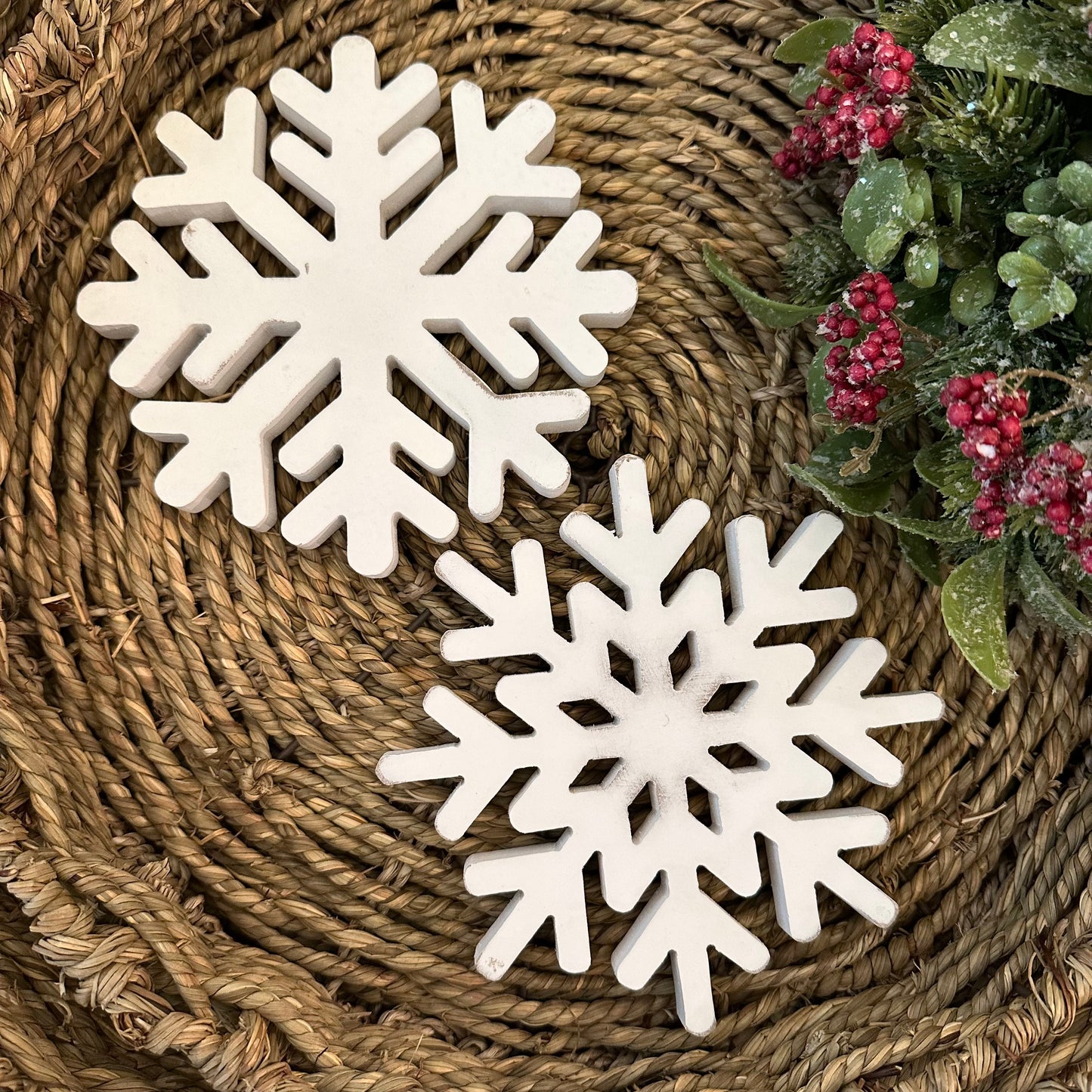 White Wood Snowflake