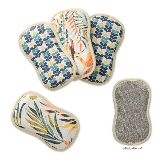 S/4 Colorful Leaves Reusable Scrubbies
