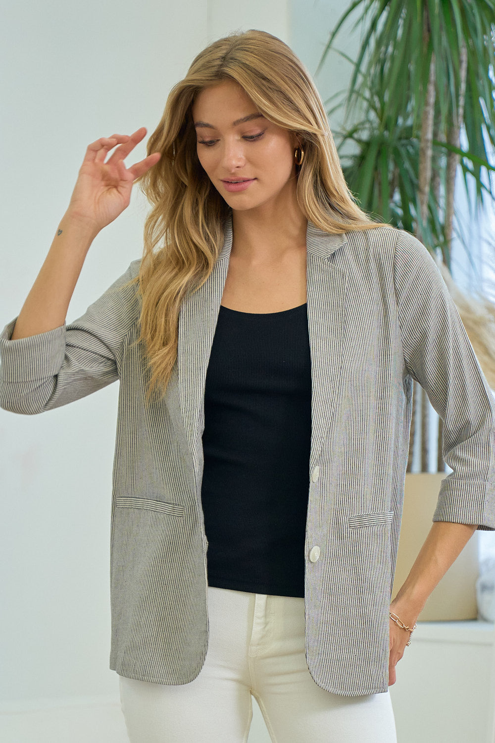 Linen Stripe Blazer