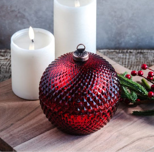Red Glass Ornament Jar