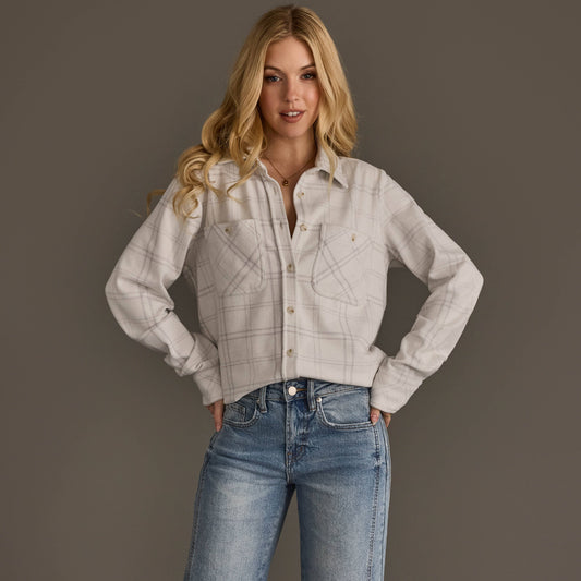 Stone Plaid Button Up
