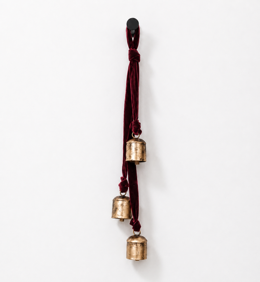 Gold Bells with Velvet Hanger