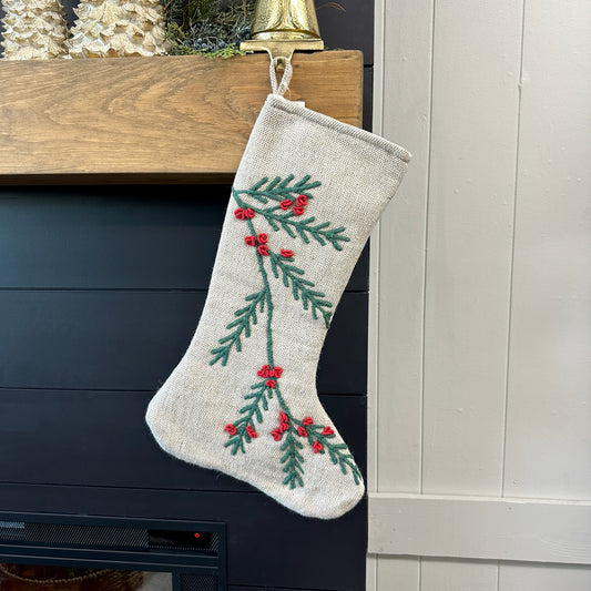 Holly + Berries Stocking