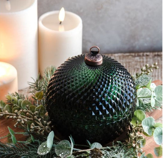 Green Glass Ornament Jar