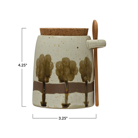 Stoneware Jar with Spoon