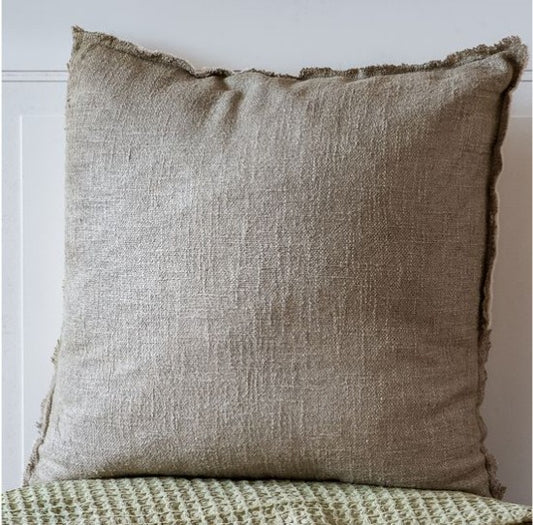Beige Linen Mix Throw Pillow