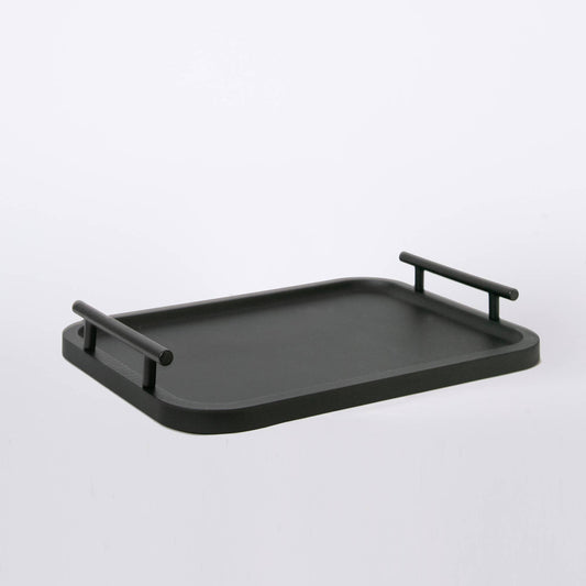 Black Wood Tray with Handles