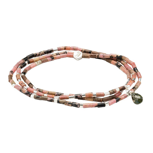 Teardrop Stone Wrap Bracelet  Rhodonite/Pyrite