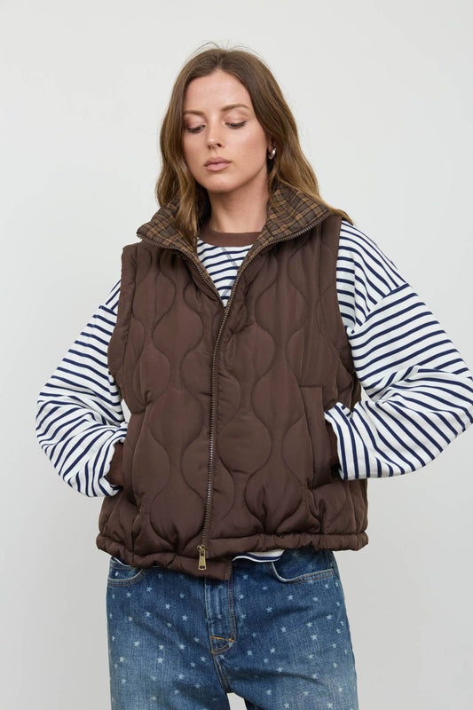Plaid Collar Vest