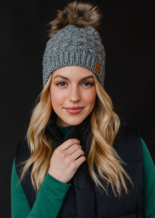 Dark Gray Pom Hat