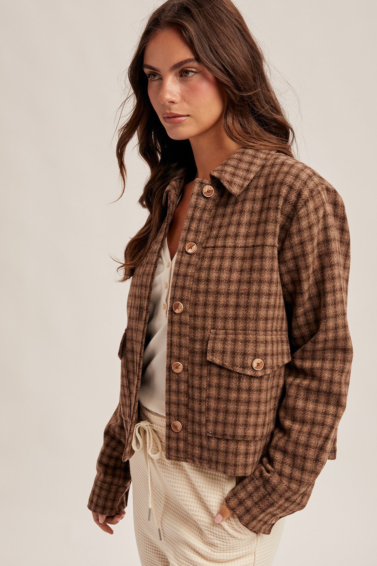 Button Down Plaid Jacket
