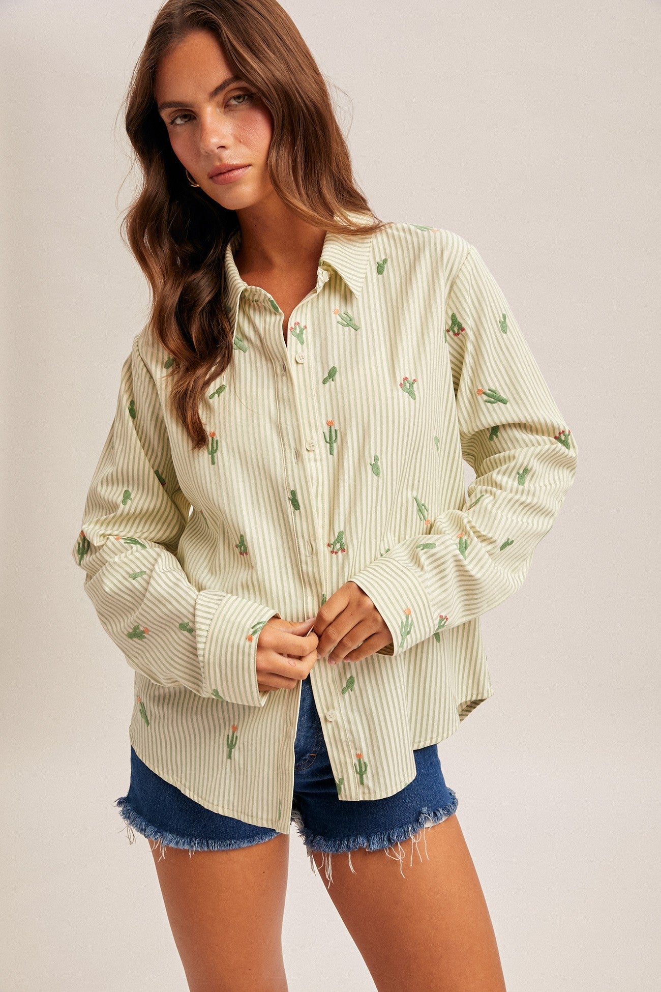 Cactus Embroidered Shirt
