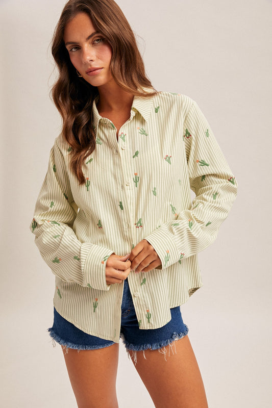 Cactus Embroidered Shirt