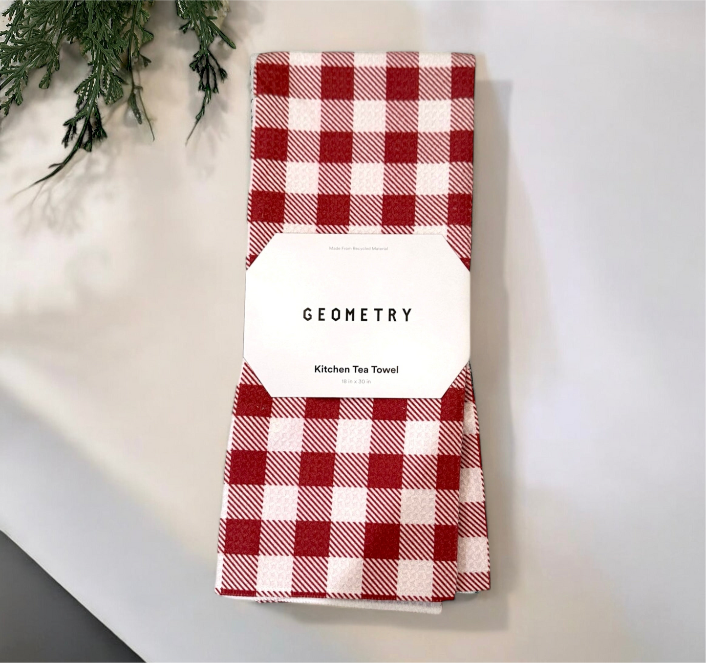 Geometry Red Gingham Tea Towel