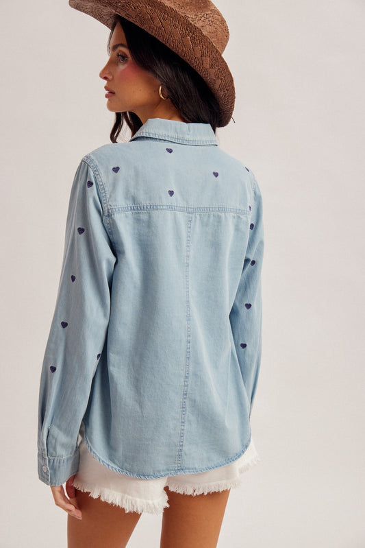 Heart Embroidered Shirt