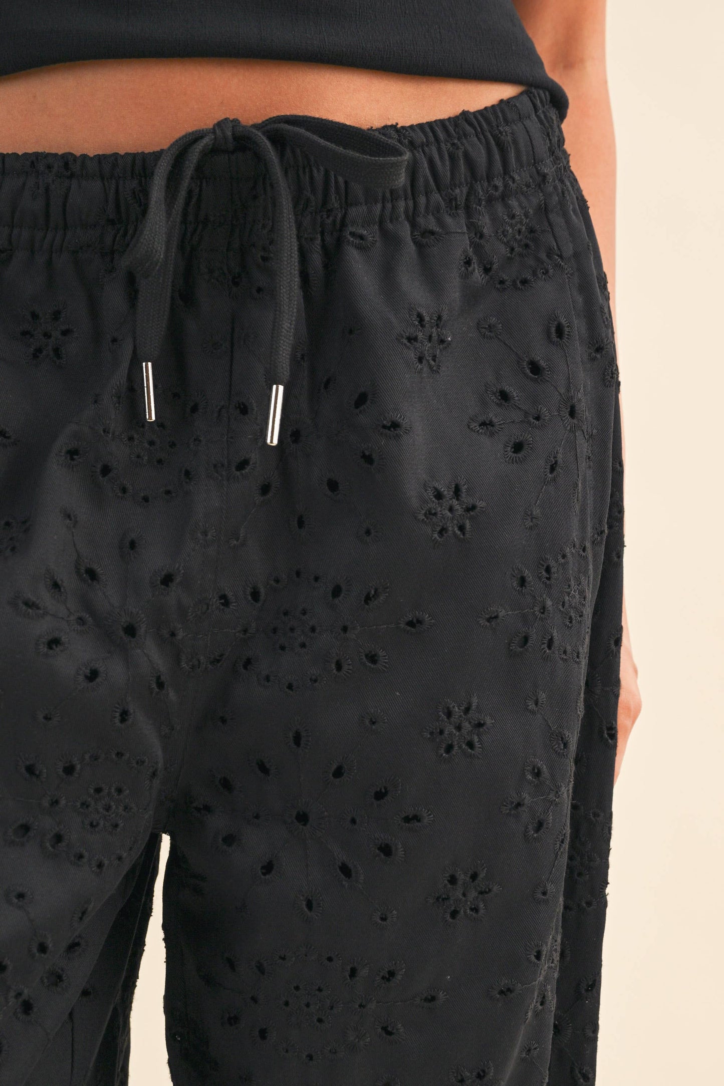 Eyelet Wide Leg Pants