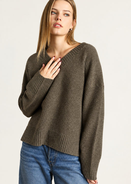 Mocha V-Neck Sweater