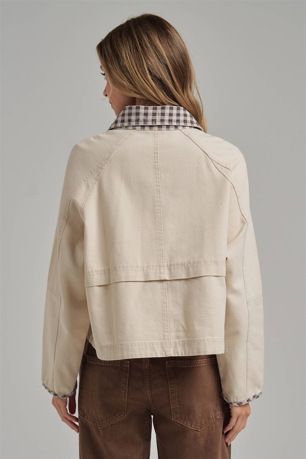 Oxford Gingham Collar Jacket