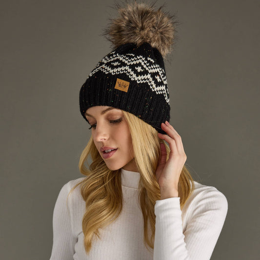 Black Speckled Pom Hat