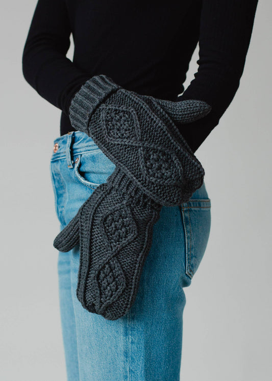 Dark Gray Knit Mittens