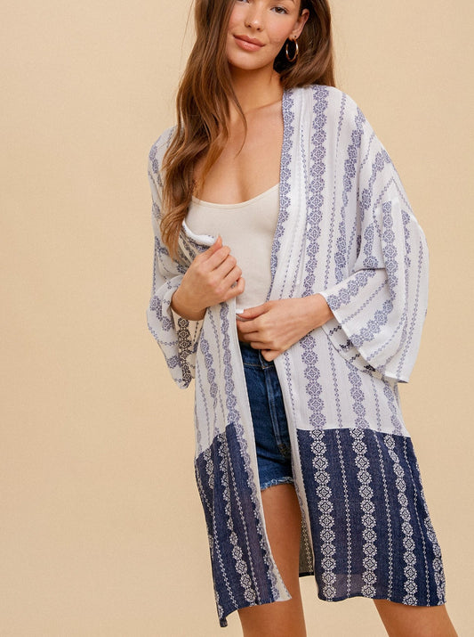 Navy Pattern Kimono