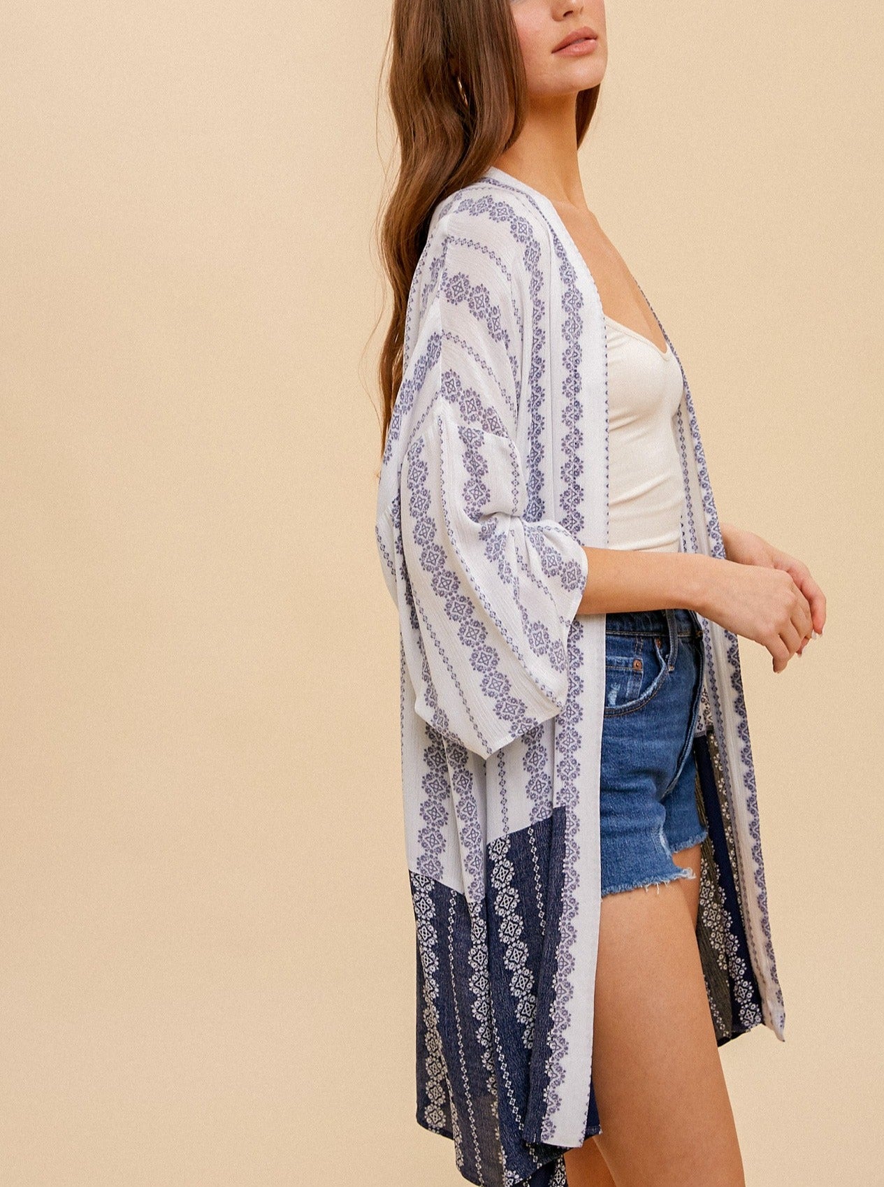 Navy Pattern Kimono