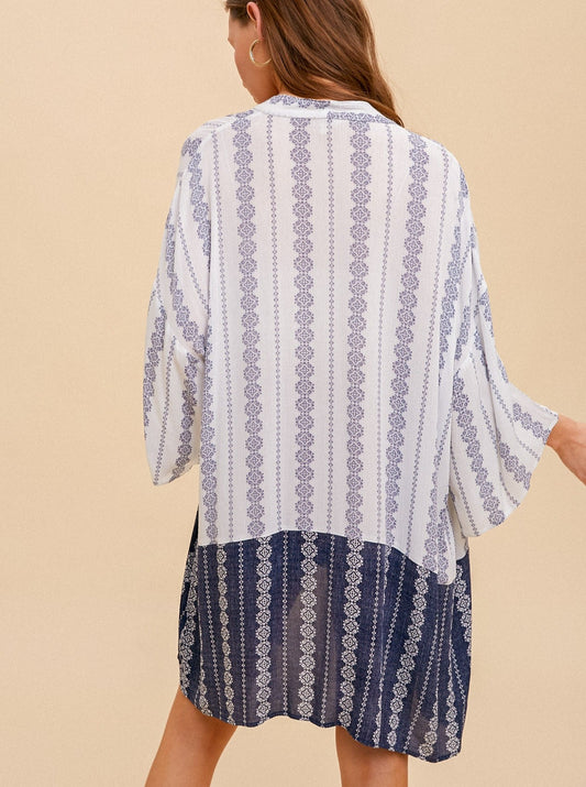 Navy Pattern Kimono