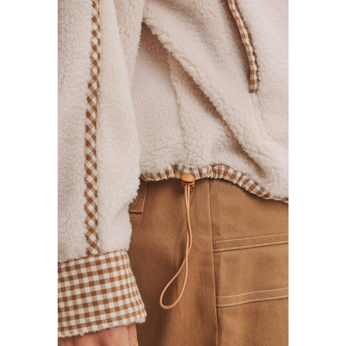 Gingham Trim Fleece Half Zip