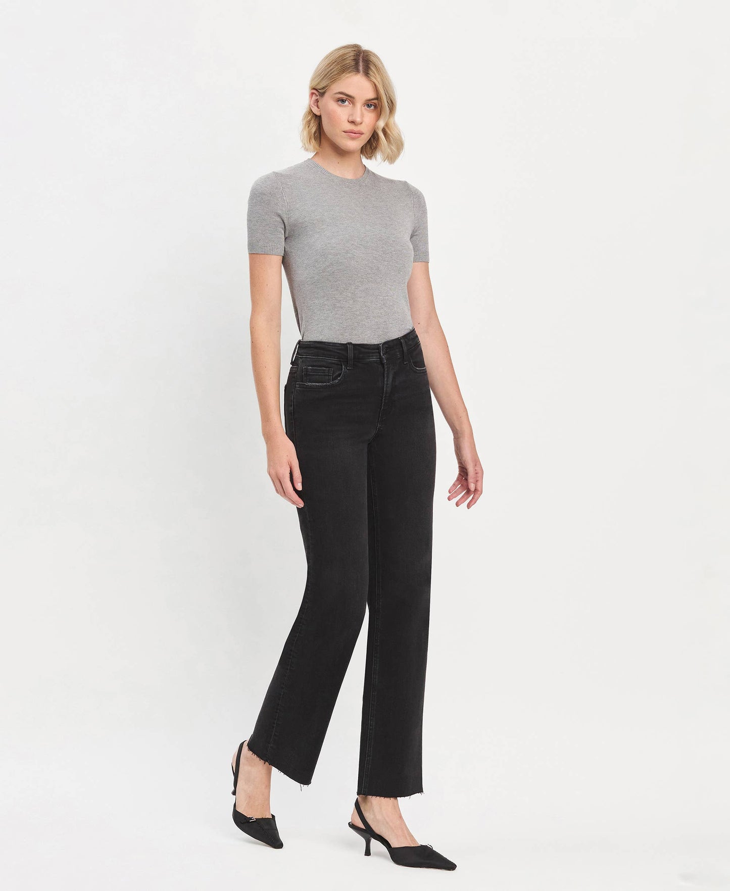 Lucia Black Slim Wide Jeans