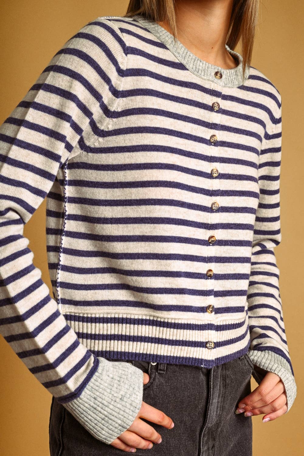 Stripe Button Front Cardiagn