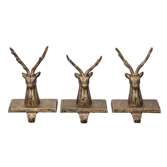 Brass Reindeer Stocking Holder