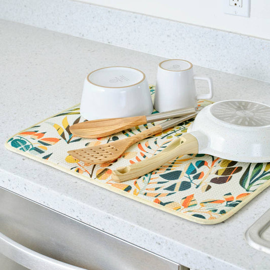 S/2 Dish Drying Mats | Colorful Leaves