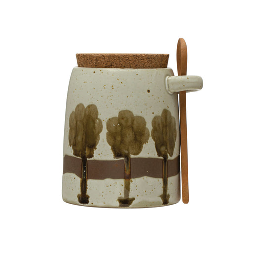 Stoneware Jar with Spoon