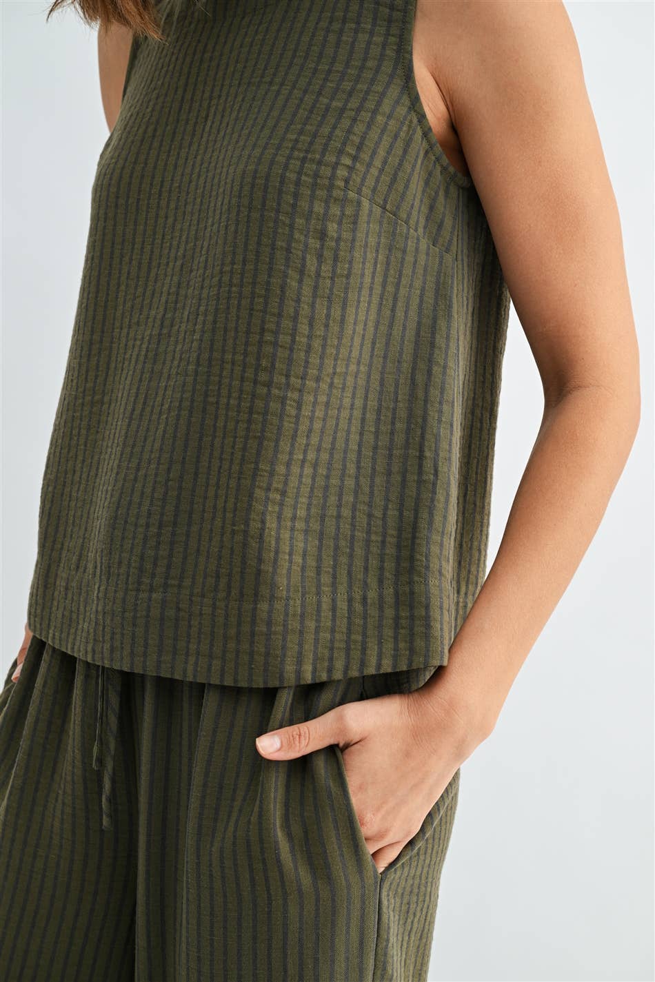 Stripe Button Back Tank